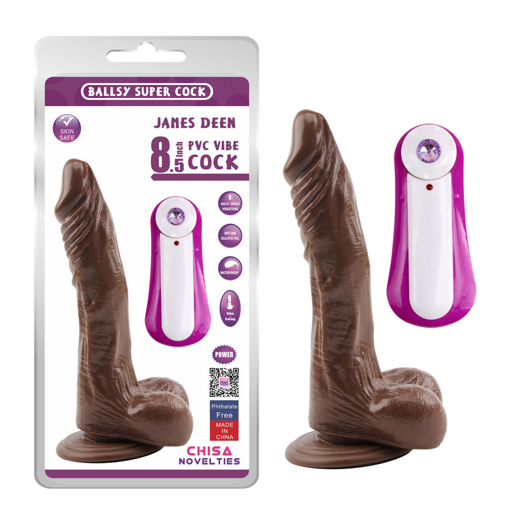 JAMES DEEN 8.5 Wibrujący Dildo-Brązowy