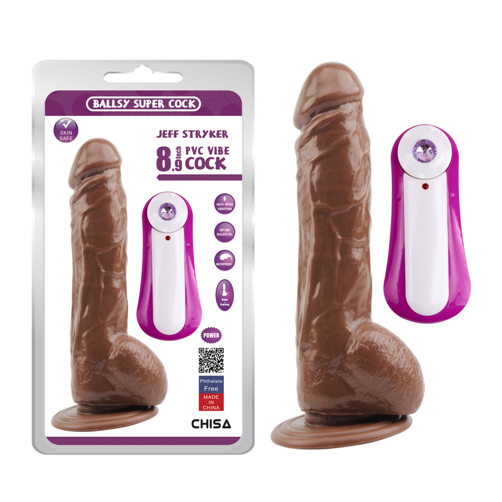 JEFF STRYKER 8.9 Wibracyjny Dildo-Brązowy
